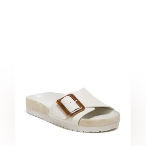 NIB Vince Grant Leather Slide Sandal in Off White, Size 7